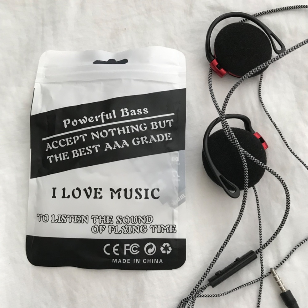 Shini Music Earphones Red Black Audio Jack
